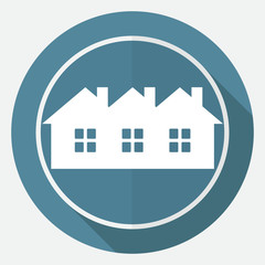 Icon house on white circle with a long shadow