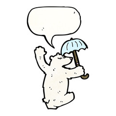 cartoon polar bear with umbrella