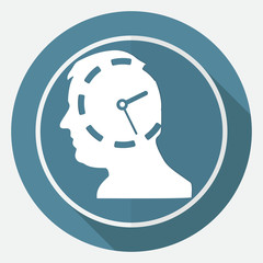 Icon Gear head on white circle with a long shadow