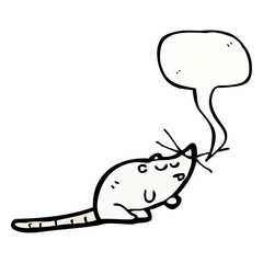 cartoon white mouse with speech bubble