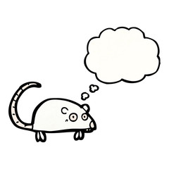 cartoon white mouse with thought bubble