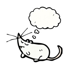 cartoon white mouse with thought bubble