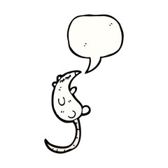 cartoon white mouse with speech bubble