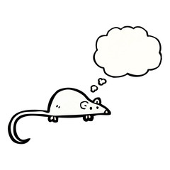 cartoon white mouse with thought bubble