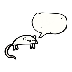 cartoon white mouse with speech bubble