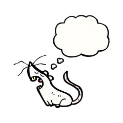 cartoon white mouse with thought bubble