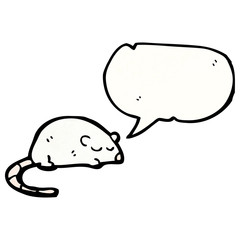 cartoon white mouse with speech bubble