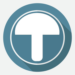 mushroom icon on white circle with a long shadow