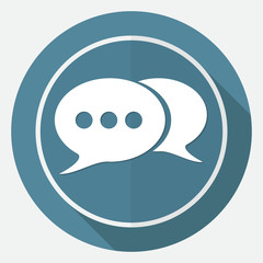 retro style bubble speech icon on white circle with a long shadow