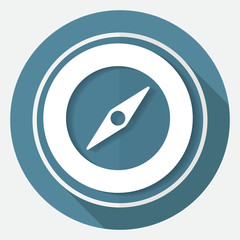 Icon Compass on white circle with a long shadow