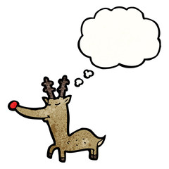 cartoon reindeer with thought bubble