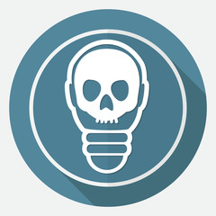Icon Light bulb on white circle with a long shadow