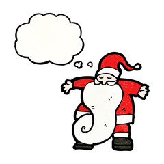 cartoon santa with thought bubble