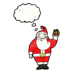 cartoon santa with thought bubble