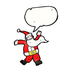 cartoon santa claus with speech bubble