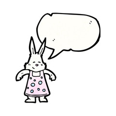 cartoon rabbit with speech bubble