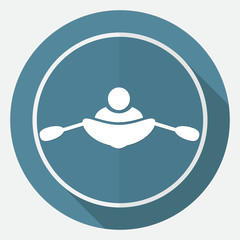 rowing icon on white circle with a long shadow