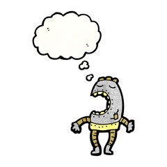 cartoon robot with thougth bubble