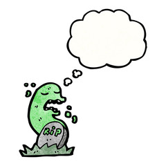 cartoon ghost rising from grave