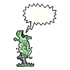 spooky ghost rising from grave