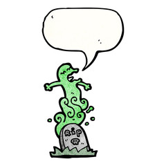 spooky ghost rising from grave