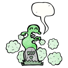 spooky ghost rising from grave