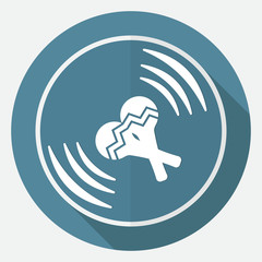 microphone icon on white circle with a long shadow