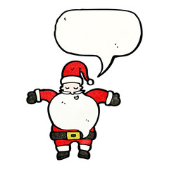 cartoon santa claus with speech bubble
