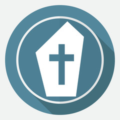 grave icon on white circle with a long shadow