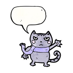 cartoon cat with speech bubble
