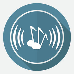 Icon Music on white circle with a long shadow