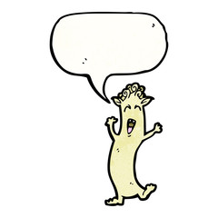 cartoon little imp with speech bubble