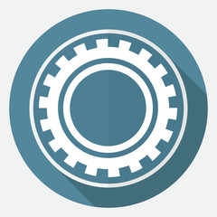 Icon gears on white circle with a long shadow