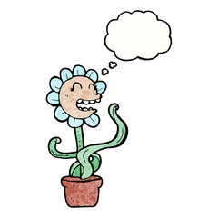 cartoon flower with thought bubble