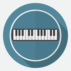 Fototapeta premium Piano Icon on white circle with a long shadow