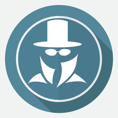 Man in suit. Secret service agent icon a long shadow