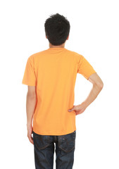 man with blank t-shirt