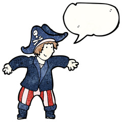 friendly pirate with speech bubble cartoon
