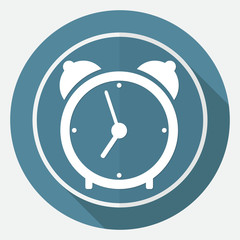 clock icon on white circle with a long shadow