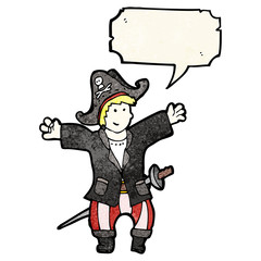 friendly pirate with speech bubble cartoon