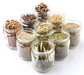 Herbs and spices in mason jar