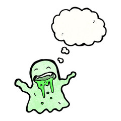 cartoon slimey ghost with thought bubble