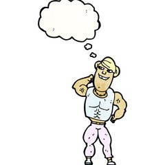cartoon body builder with thought bubble