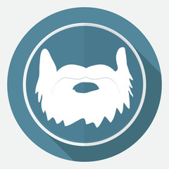 Icon beard on white circle with a long shadow