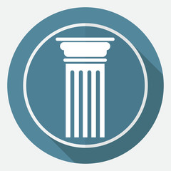 Icon Antique Column on white circle with a long shadow