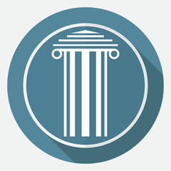 Icon Antique Column on white circle with a long shadow