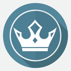 Icon Crown on white circle with a long shadow