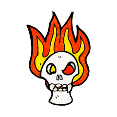 flaming skull cartoon