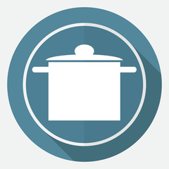 Icon kitchen on white circle with a long shadow