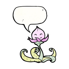 cute cartoon flower with speech bubble